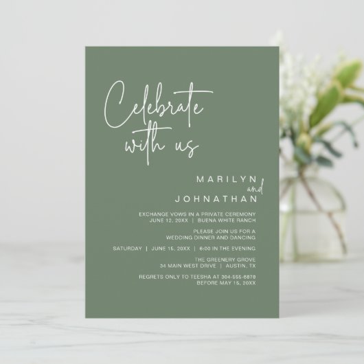 Vier met ons mee, Intiem huwelijksdinerfeest Kaart (Staand voorkant)