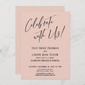 Vier met ons mee! Moderne roze tinten trouwfeest Kaart (Voorkant / Achterkant)