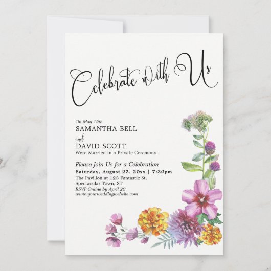 Vier met ons mee Waterverf Wilde Bloemen Ontvangst Kaart (Voorkant)