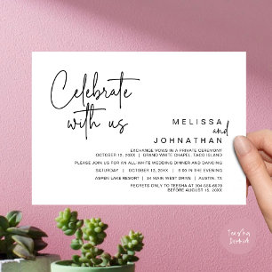 Vier met ons, Modern Wedding Elopement Diner Kaart
