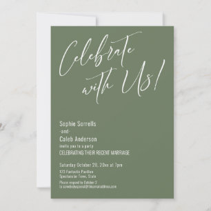 Vier met Ons! Moderne Elegante Olijf Reception Kaart