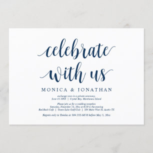 Vier met ons, Navy Blue, Trouw Elopement Kaart