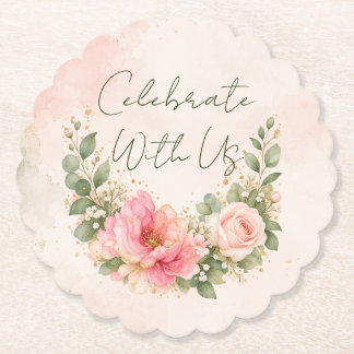 Vier Met Ons Roze Bloemen Onderzetter