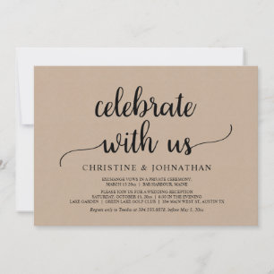 Vier met ons, Rustic Wedding Elopement Feest  Kaart