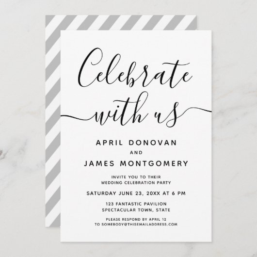 Vier met ons typografie bruiloft uitnodiging (Voorkant / Achterkant)