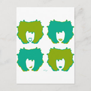 VIER MOODS IN BLAUWGROEN EN GROEN BRIEFKAART