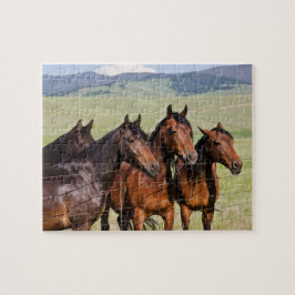 Vier mooie paarden - 110-stuk Jigzaag Puzzle Legpuzzel