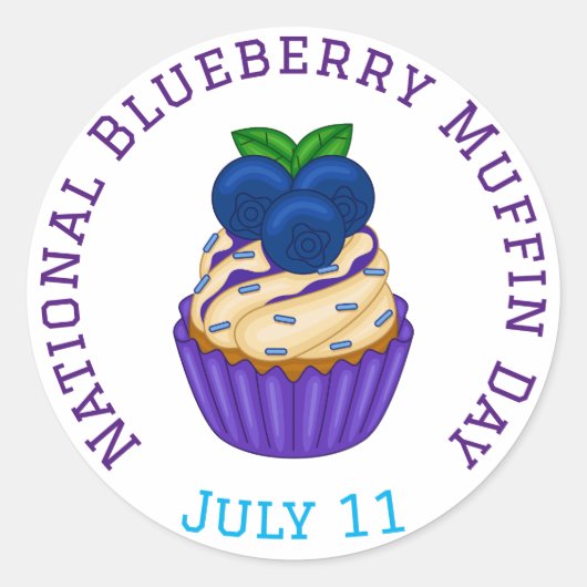 Vier Nationale Blueberry Muffin Dag Ronde Sticker (Voorkant)