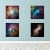 Vier Nebula foto's Muurkunst Sets (Houten vloer)