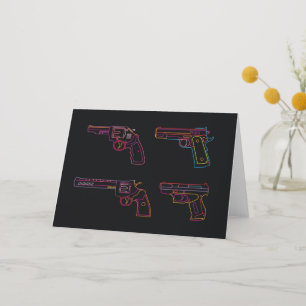 Vier Neon Handgun-tekens Bedankkaart