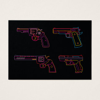 Vier Neon Handgun-tekens Visitekaartje