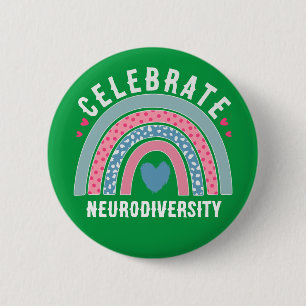 Vier neurodiversiteit bewustzijn gezondheid ronde button 5,7 cm