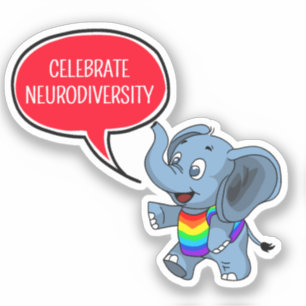 Vier Neurodiversity Elephant Typografie Sticker