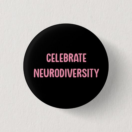 Vier Neurodiversity Roze & Zwart Ronde Button 3,2 Cm (Voorkant)