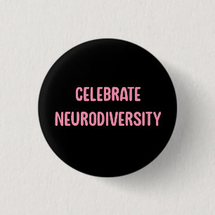 Vier Neurodiversity Roze & Zwart Ronde Button 3,2 Cm
