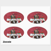 Vier nutcrackers groep ovale sticker (Vel)