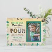 Vier Oerwoud 4e verjaardagsfeest Safari ZOO Foto Kaart (Staand voorkant)