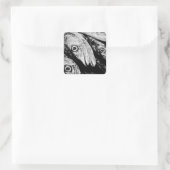 vier ogen vierkante sticker (Tas)