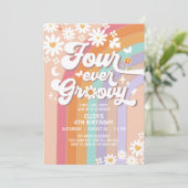 Vier ooit Groovy Daisy Rainbow Groovy 4e verjaarda Kaart (Staand voorkant)