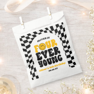 Vier Ooit Jong Retro Vierde 4e Verjaardagsfeestje Bedankzakje