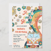 Vier ooit Jonge Retro Bloemen 4e Verjaardagsfeestj Kaart (Voorkant)