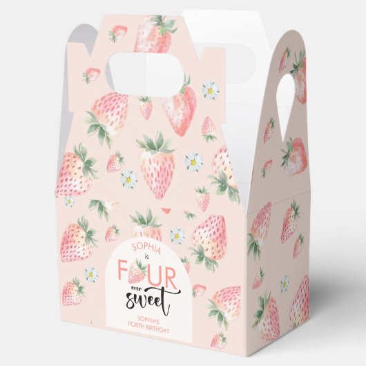 Vier ooit lieve aardbeien kinderen verjaardag bedankdoosjes (Geopend)