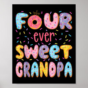 Vier ooit lieve opa 4e verjaardag meisje Donut Lo Poster