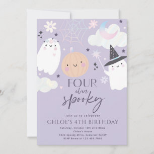 Vier ooit Spooky Cute Halloween Ghost 4e verjaarda Kaart