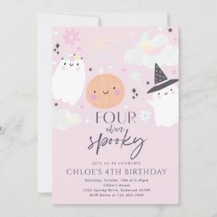 Vier ooit Spooky Cute Halloween Ghost 4e verjaarda Kaart