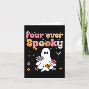 Vier Ooit Spooky Ghost Halloween 4e Verjaardag Dee Kaart