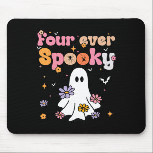 Vier Ooit Spooky Ghost Halloween 4e Verjaardag Dee Muismat