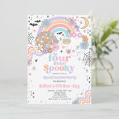 Vier ooit Spooky Halloween Groovy Ghost Birthday Kaart (Staand voorkant)