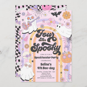 Vier ooit Spooky Halloween Groovy Ghost Birthday Kaart