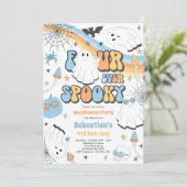 Vier ooit Spooky Halloween Groovy Ghost Birthday Kaart (Staand voorkant)