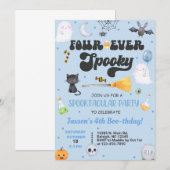 vier-ooit spooky Halloween jongen 4e verjaardag ui Kaart (Voorkant / Achterkant)