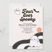 Vier Ooit Spooky Retro Halloween 4e Verjaardag Kaart (Voorkant)