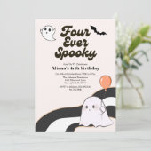 Vier Ooit Spooky Retro Halloween 4e Verjaardag Kaart (Staand voorkant)