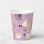 Vier Ooit Spooky Retro Halloween 4e Verjaardag Papieren Bekers (Rechts)