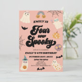 Vier Ooit Spooky Vierde Verjaardagsfeest Kaart (Staand voorkant)