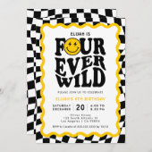 Vier ooit wild | Wavy Smile Face Boy 4e verjaardag Kaart (Voorkant / Achterkant)