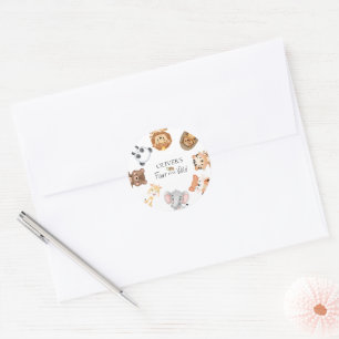Vier ooit wilde safari 4e verjaardag ronde sticker