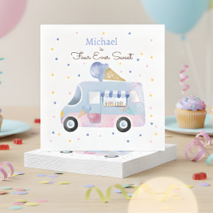 Vier ooit zoete ijsvrachtwagen voor verjaardag servet