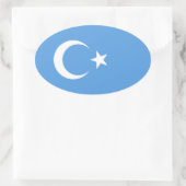VIER Oost-Turkestan Oeigoerse vlag Ovale Sticker (Tas)