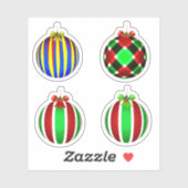 Vier Ornamenten kerst Sticker (Vel)