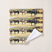 Vier paarden en een Donkey Bathroom-handdoekset Bad Handdoek (Wasdoekje)