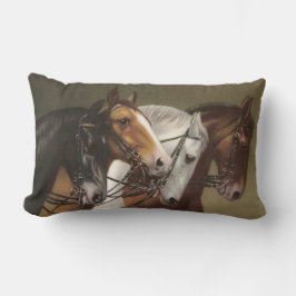 Vier paarden kunstmuizenpilaar Lumbar Kussen