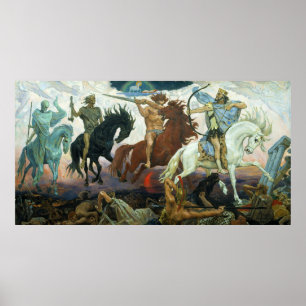 Vier paarden van Apocalyps van Vasnetsov (1887) Poster
