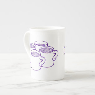 Vier paarse mokken (lijntekening)