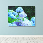Vier Paneel Canvas natuurprints Blauwe Hortensia's Afdruk (Insitu (Houten vloer))