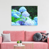 Vier Paneel Canvas natuurprints Blauwe Hortensia's Afdruk (Insitu (Woonkamer))